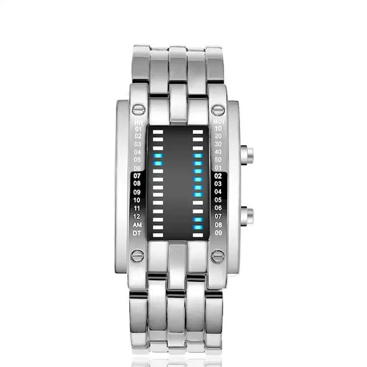 Binäärinen LED-kello, ruostumatonta terästä