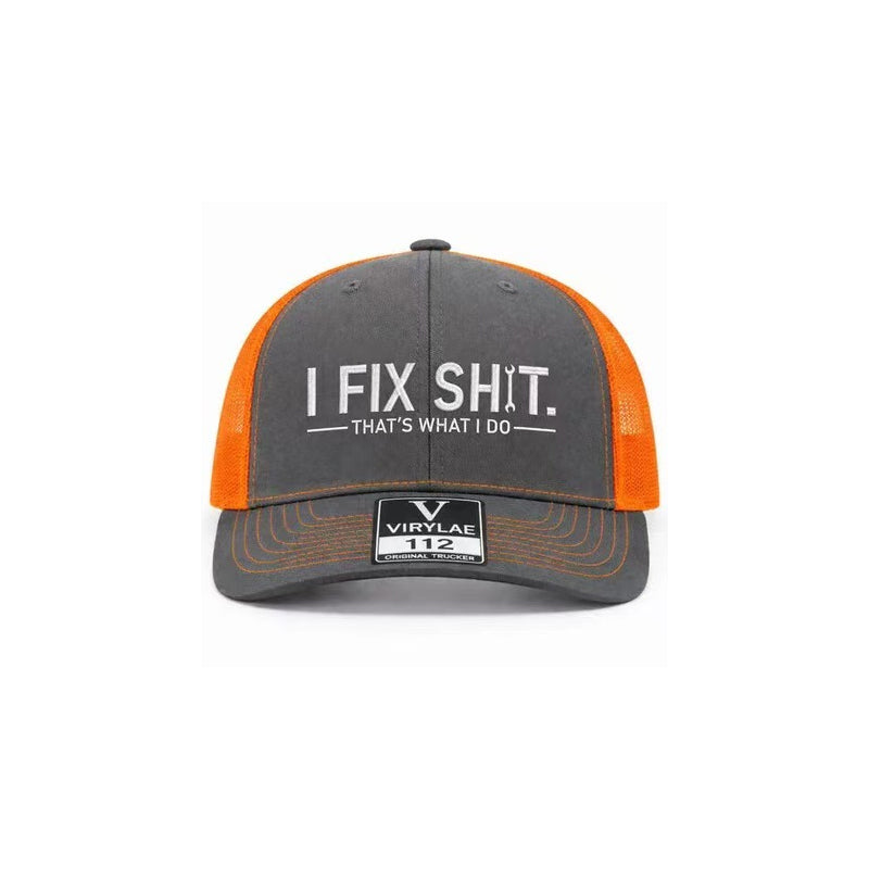 "I Fix Shit" -trucker-lippis – perinteinen rekkakuskin tyyli