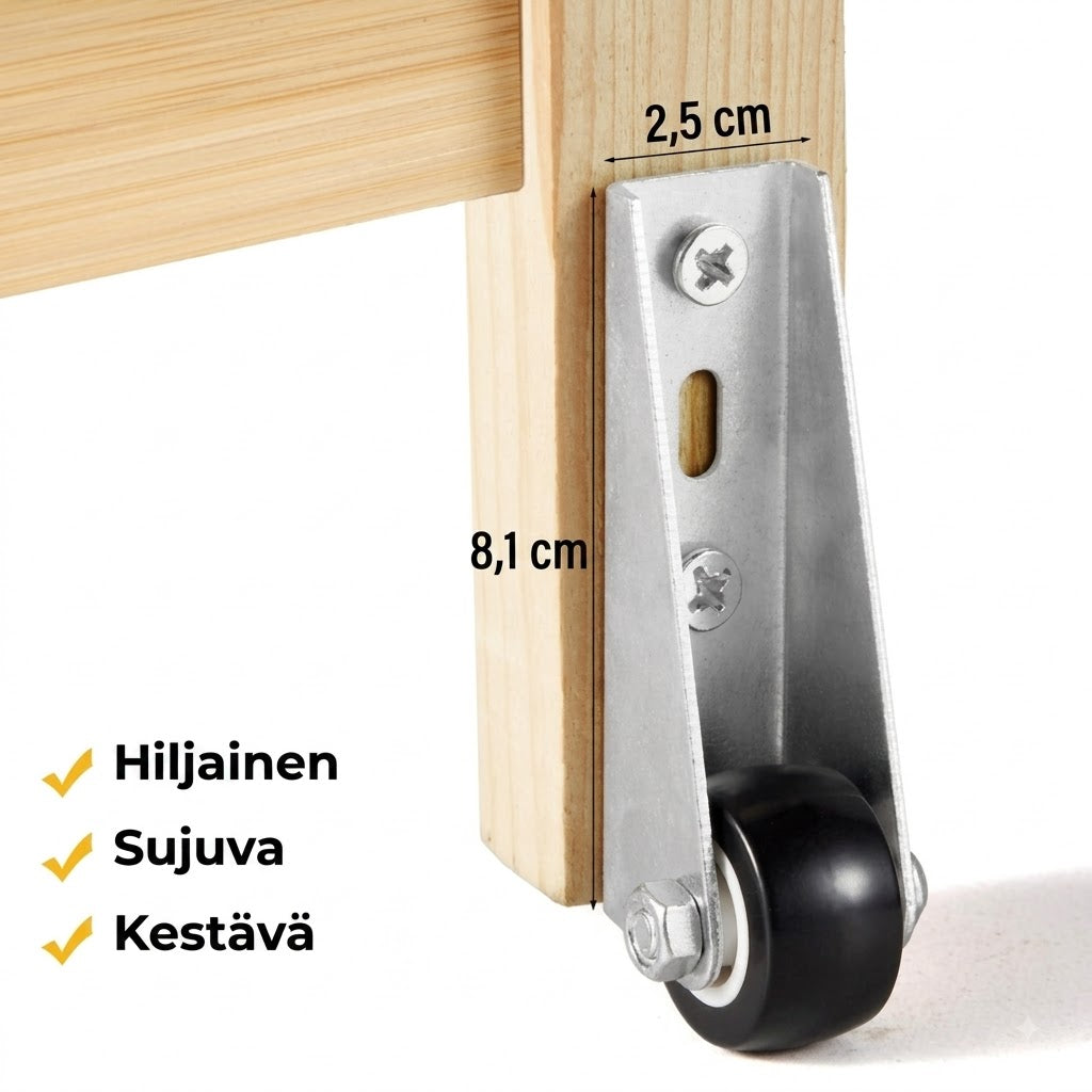 SilkEase™ Hiljaiset Liukuoven Pyörät Huonekaluille – 2 kpl Paketti