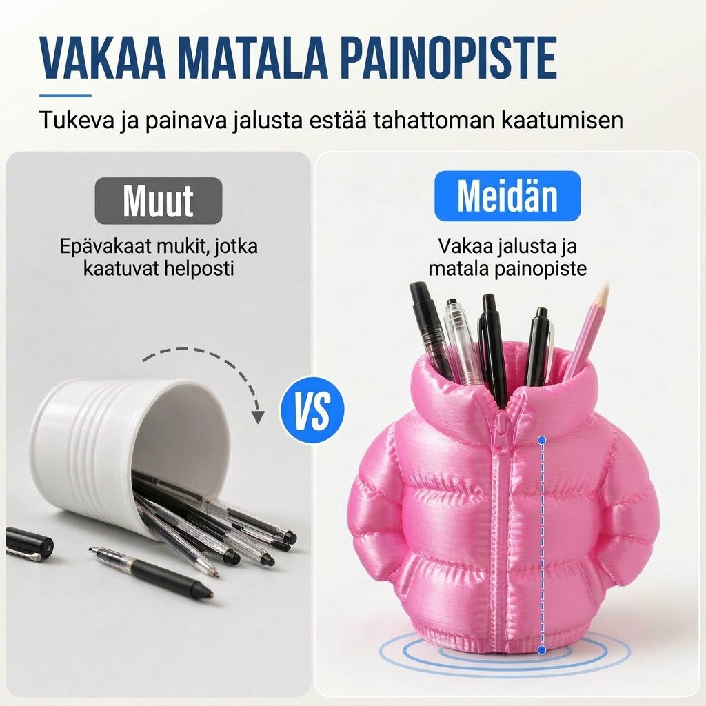 VaraLiving™ 3D-Tulostettu Kynä- ja Mukiteline (Iskunvaimennettu Työpöydän Järjestelijä)