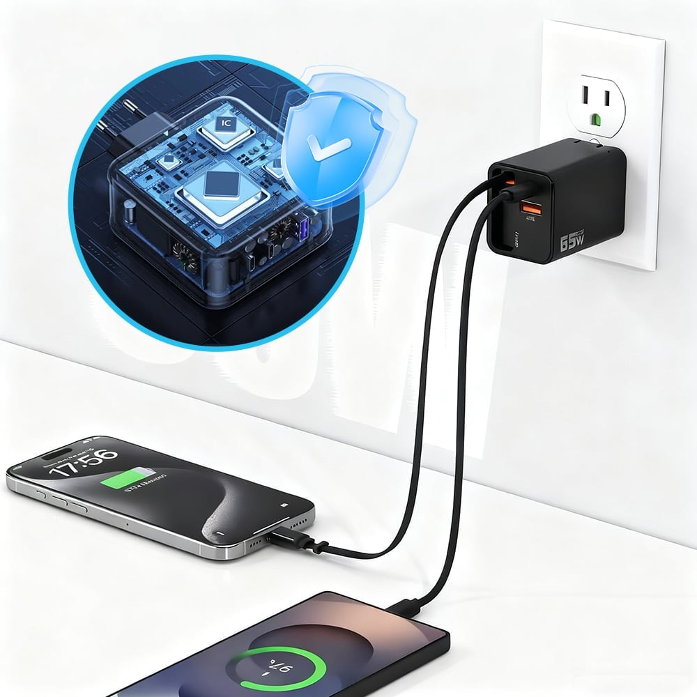 VaraLiving™ 65W GaN Sisäänvedettävä Pikalaturi (3-in-1 Monitoimilaturi)