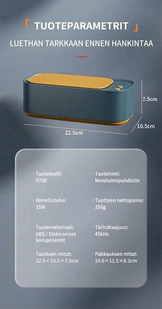 VaraLiving™ Ultraäänipesuri Koruille & Laseille (Korkeataajuinen)