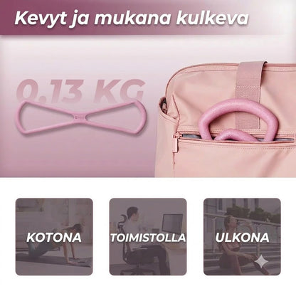 Treenaa koko keho missä vain. Kahdeksikon muotoinen vastuskumi sopii käsivarsille rinnalle selälle ja keskivartalolle. Helppo käyttää kotona ja matkalla.
