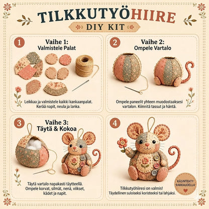 Käsintehty retro hiiri-pehmolelun ompelusetti
