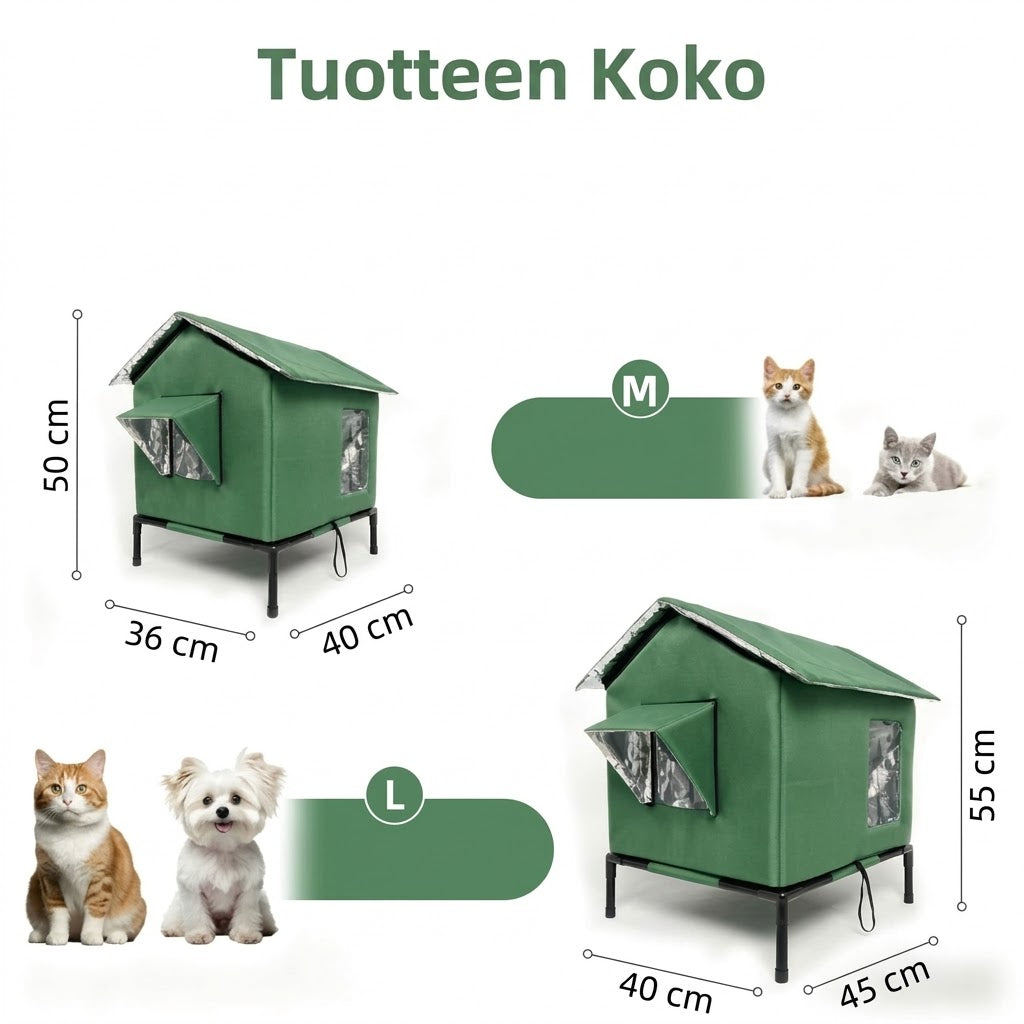 OmniLiving™ Eristetty Ulkokissan Mökki (Säänkestävä & Korotettu)