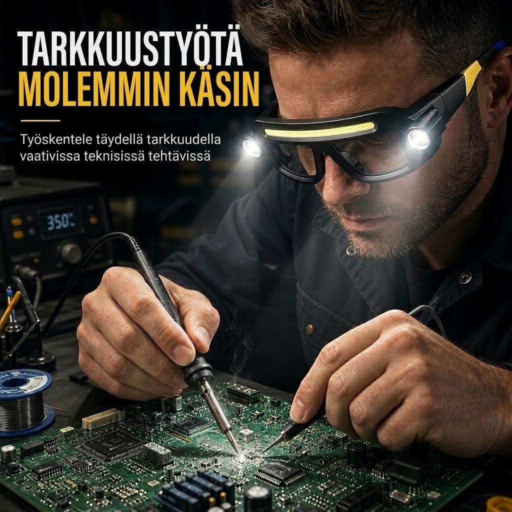 VaraLiving™ Ladattava LED-Otsalamppu Suojalaseilla (5 Valotilaa & Liikesensori - Vedenpitävä)