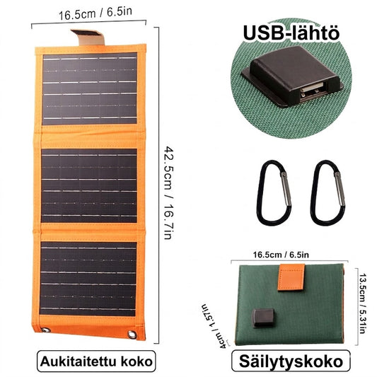 Kannettava aurinkopaneeli USB-laturilla