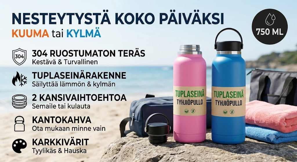 Korkealaatuinen terästermosmuki – Vakuumieristetty termospullo ruostumattomasta teräksestä