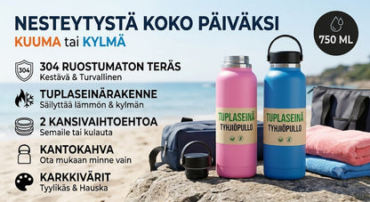 Korkealaatuinen terästermosmuki – Vakuumieristetty termospullo ruostumattomasta teräksestä