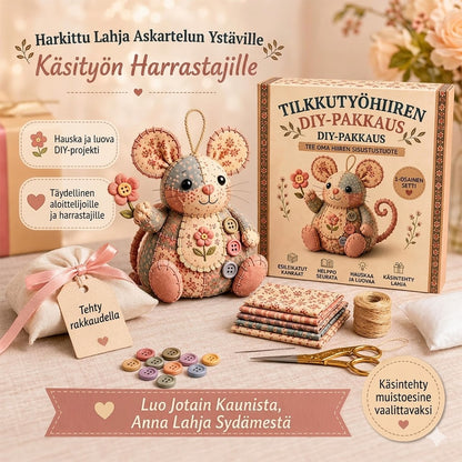 Käsintehty retro hiiri-pehmolelun ompelusetti
