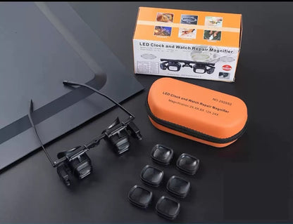 Tarkkuussuurennuslasi LED-valolla (handsfree, vaihtolinssit)