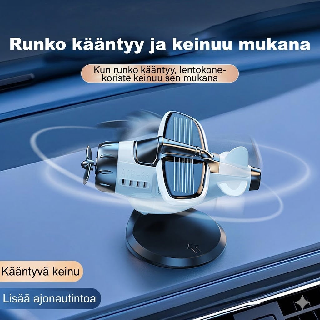 Pyörivä aurinkoenergia-lentokone – auton kojelautakoriste