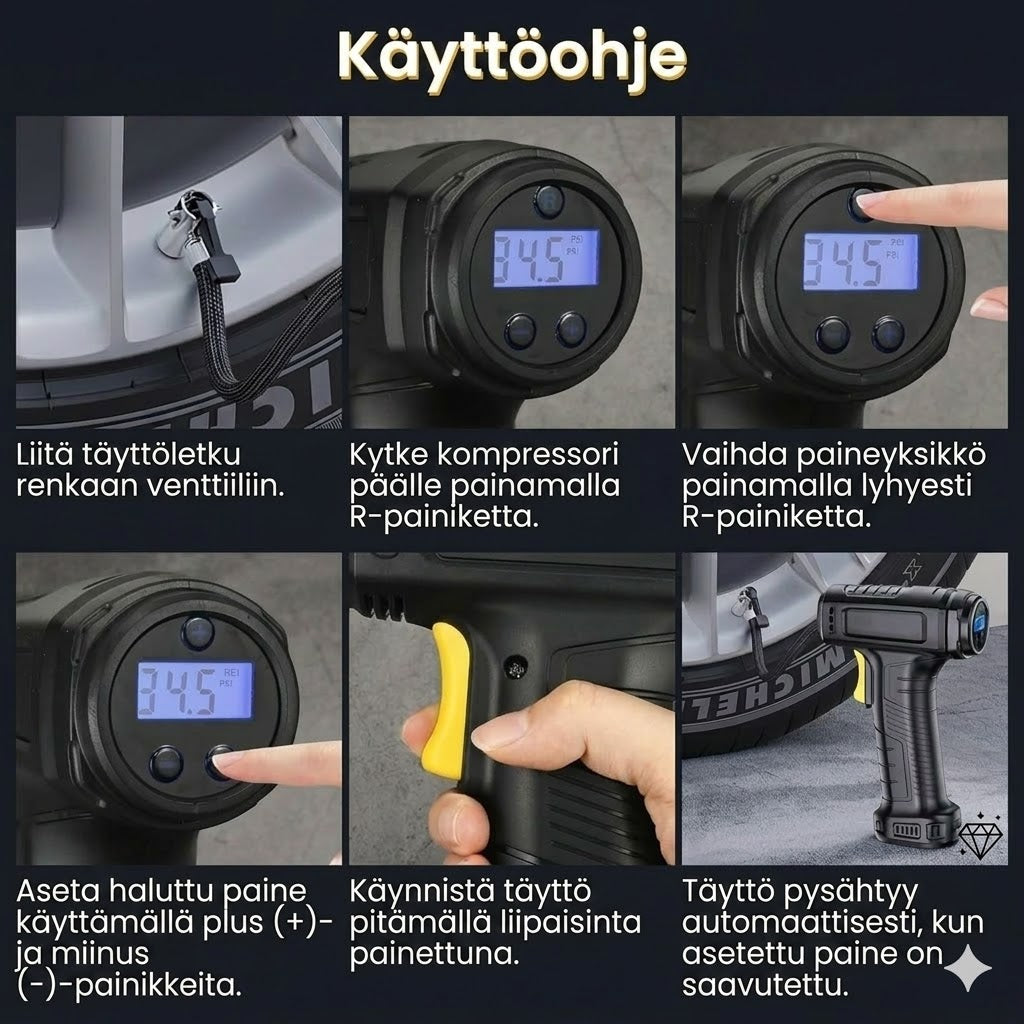 Sähkökäyttöinen ilmapumppu – kannettava ja älykäs