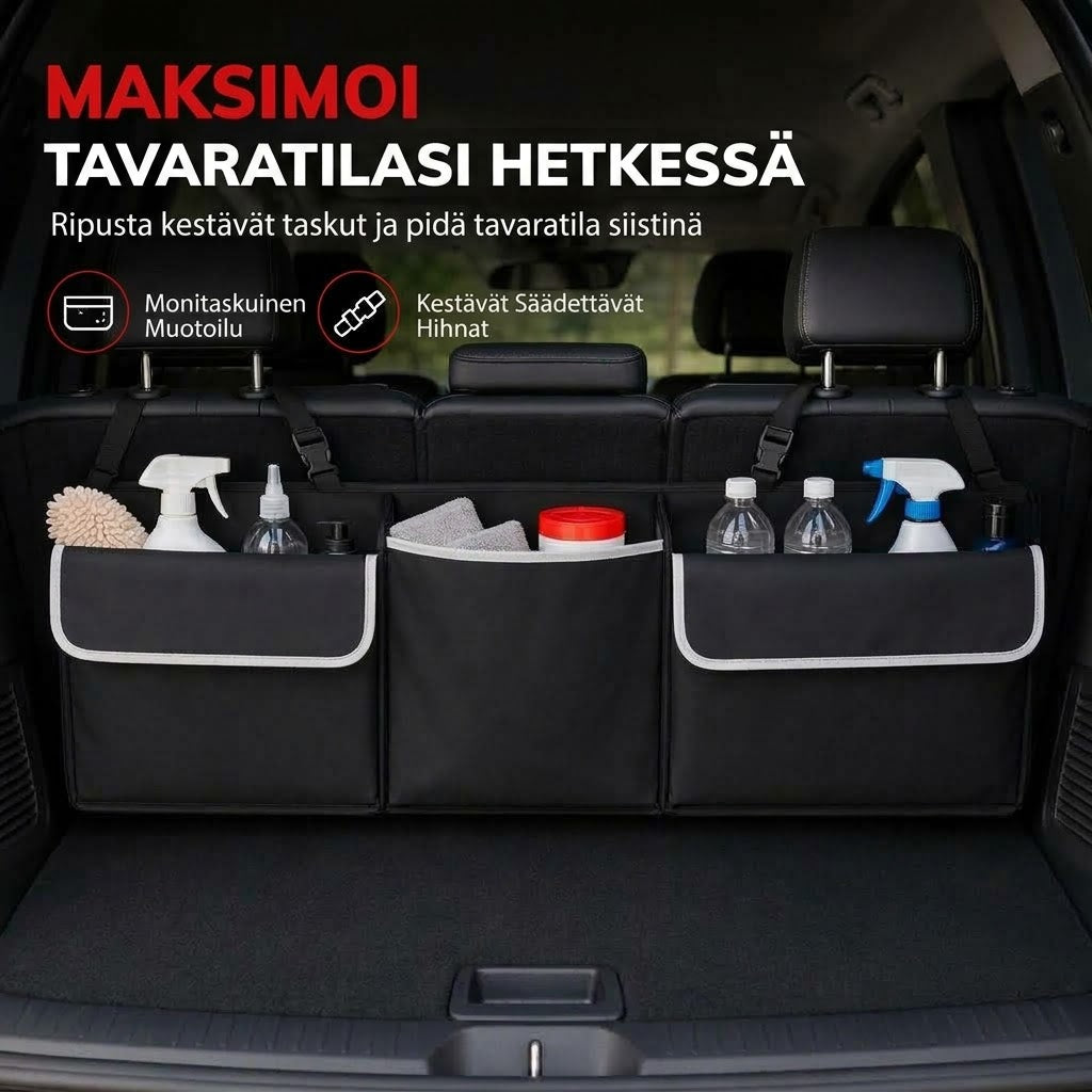OmniLiving™ Riippuva Auton Tavaratilajärjestelijä (Kestävää Oxford-kangasta)
