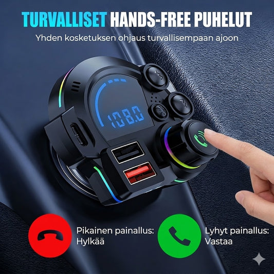 Universaali Bluetooth FM-lähetin kahdella USB-portilla