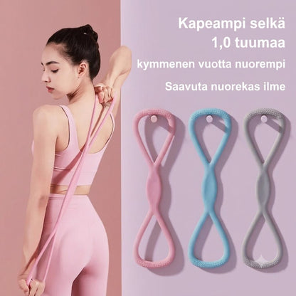 Treenaa koko keho missä vain. Kahdeksikon muotoinen vastuskumi sopii käsivarsille rinnalle selälle ja keskivartalolle. Helppo käyttää kotona ja matkalla.