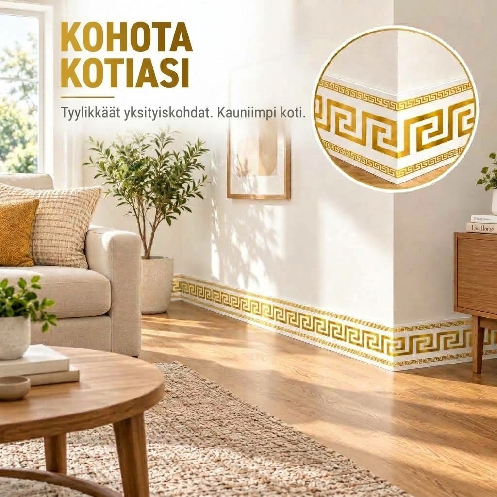 VaraLiving™ Itsekiinnittyvä PVC-Reunalista (Helppo Asennus & Kestävä Seinäkoriste)