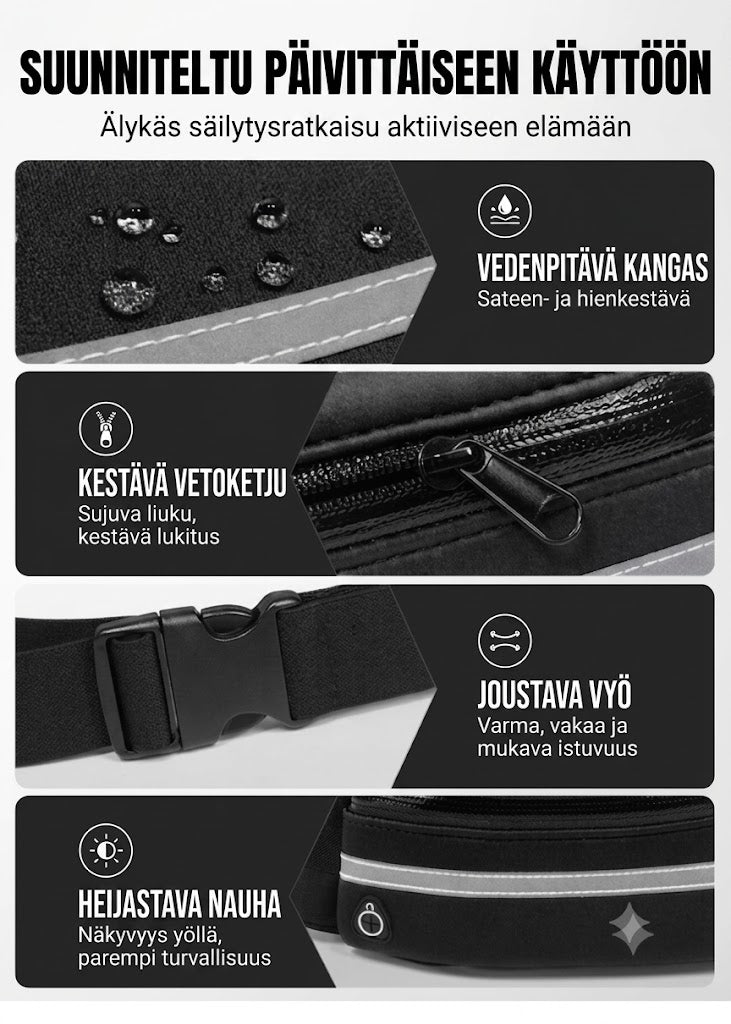 VeloPack™ Joustava & Vettähylkivä Juoksuvyö
