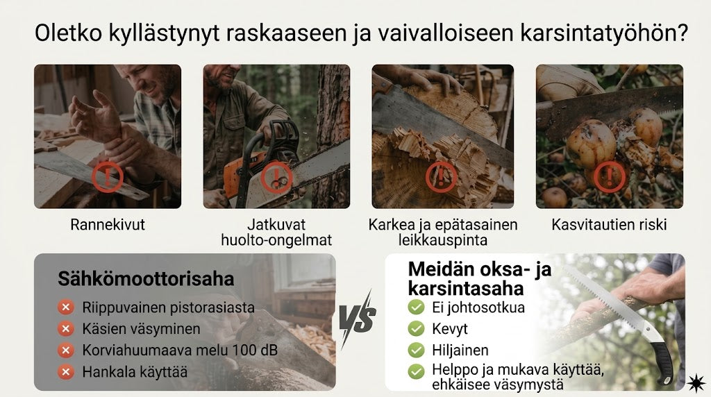 OmniLiving™ Ergonominen Oksasaha (Terävä Puutarhasaha Karsintaan)