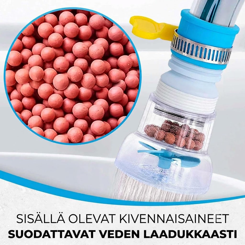 Universaali painesuihkuhana propellilla ja suodattimella – Säästävä hanajatke keittiöön