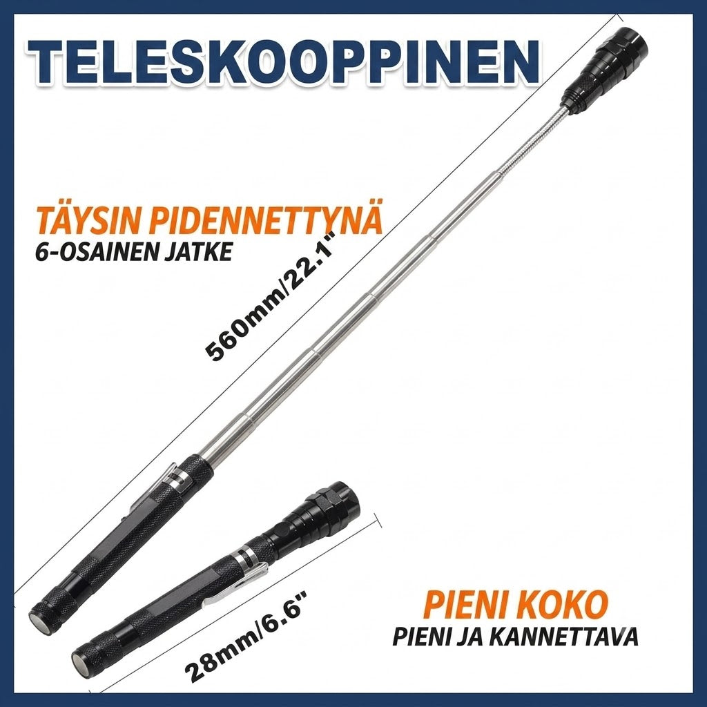 Magnetisk teleskopficklampa med 360° svanhals – Superstark