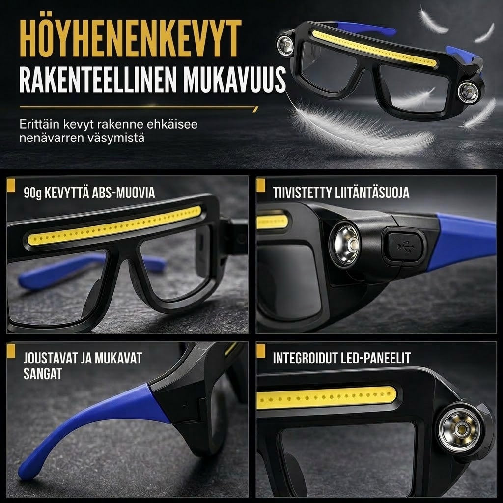 VaraLiving™ Ladattava LED-Otsalamppu Suojalaseilla (5 Valotilaa & Liikesensori - Vedenpitävä)