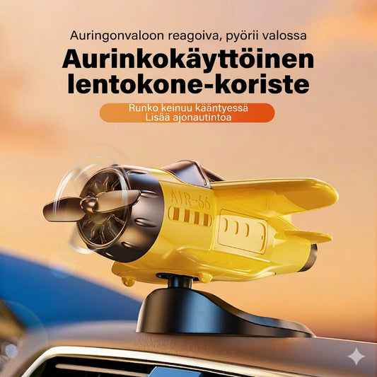 Pyörivä aurinkoenergia-lentokone – auton kojelautakoriste