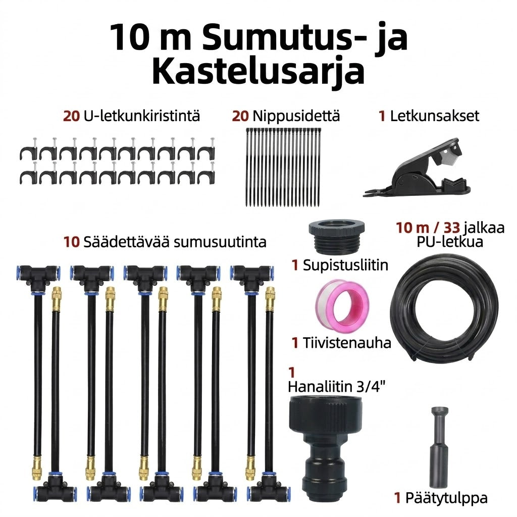 Automaattinen 360° sadetusjärjestelmä puutarhaan