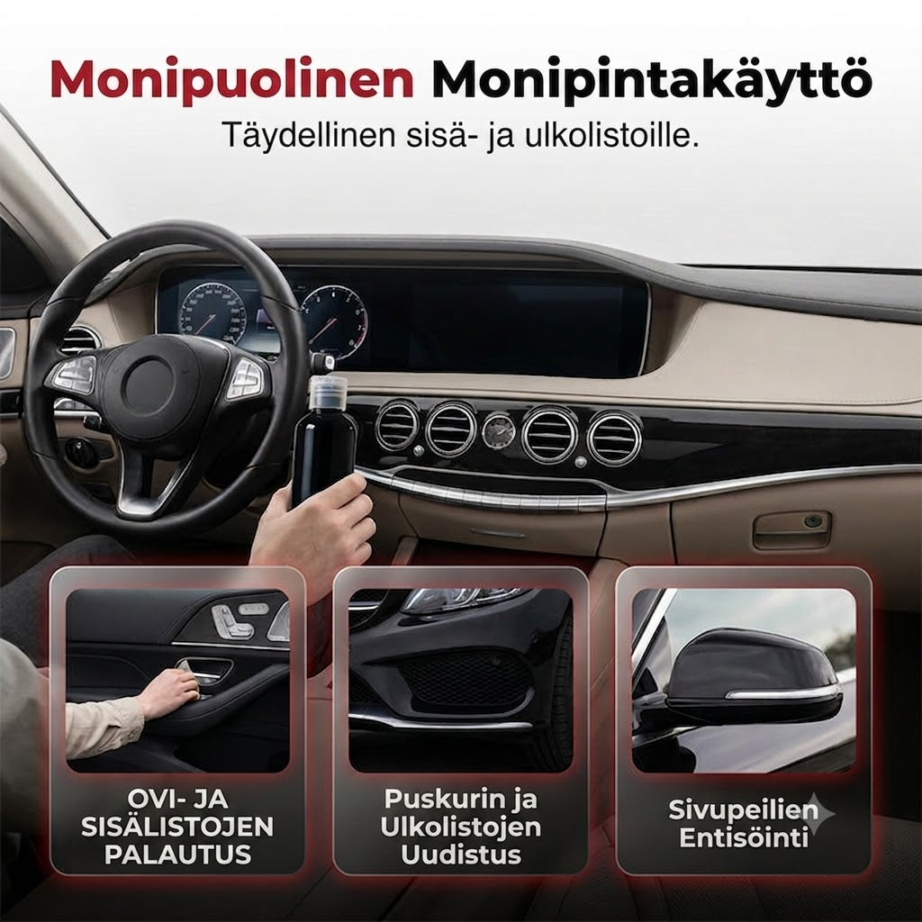 Ammattimainen muovinhoitoaine autolle