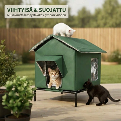 OmniLiving™ Eristetty Ulkokissan Mökki (Säänkestävä & Korotettu)