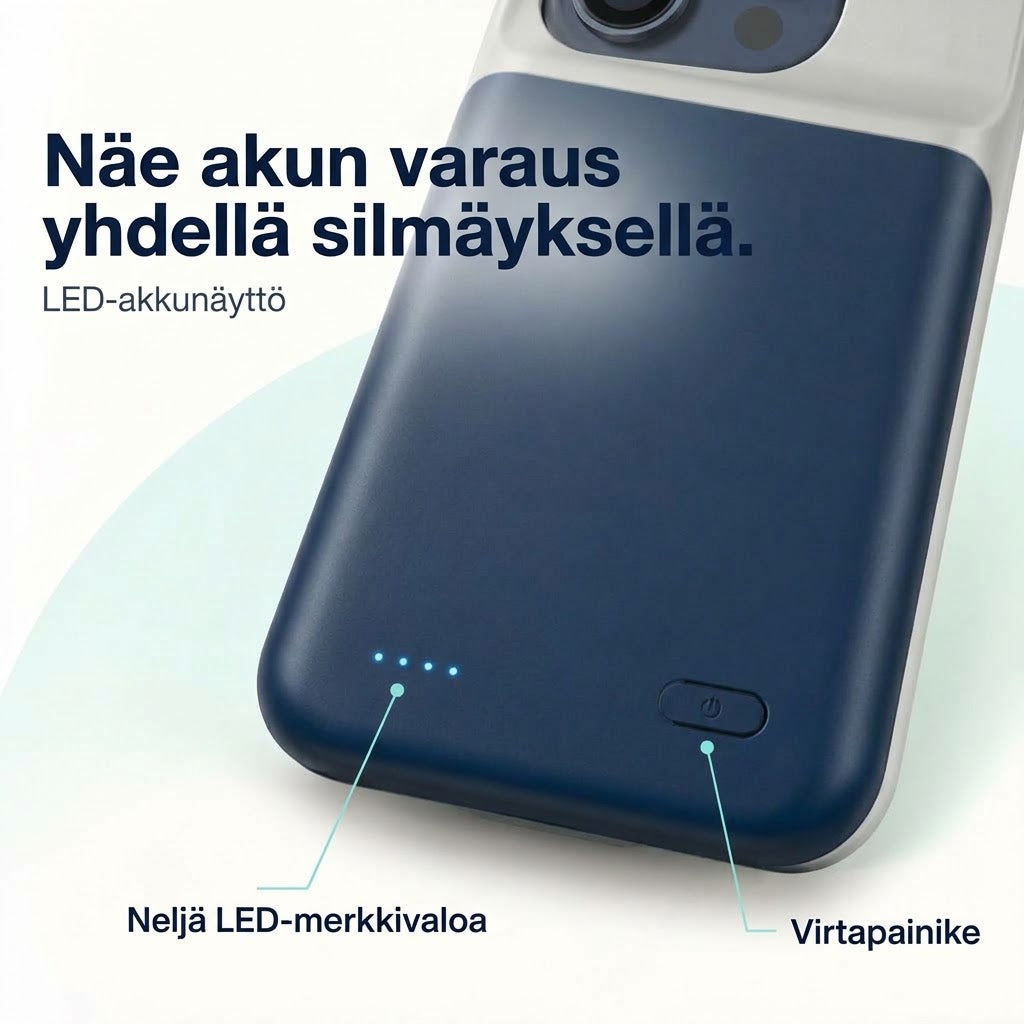 VaraTech™ Akkukuori iPhonelle 4 LED-Merkkivalolla – Suojaava Varavirtalähdekuori Arkeen ja Matkoille