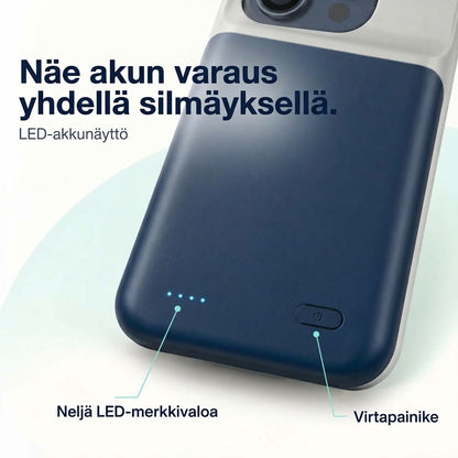 VaraTech™ Akkukuori iPhonelle 4 LED-Merkkivalolla – Suojaava Varavirtalähdekuori Arkeen ja Matkoille