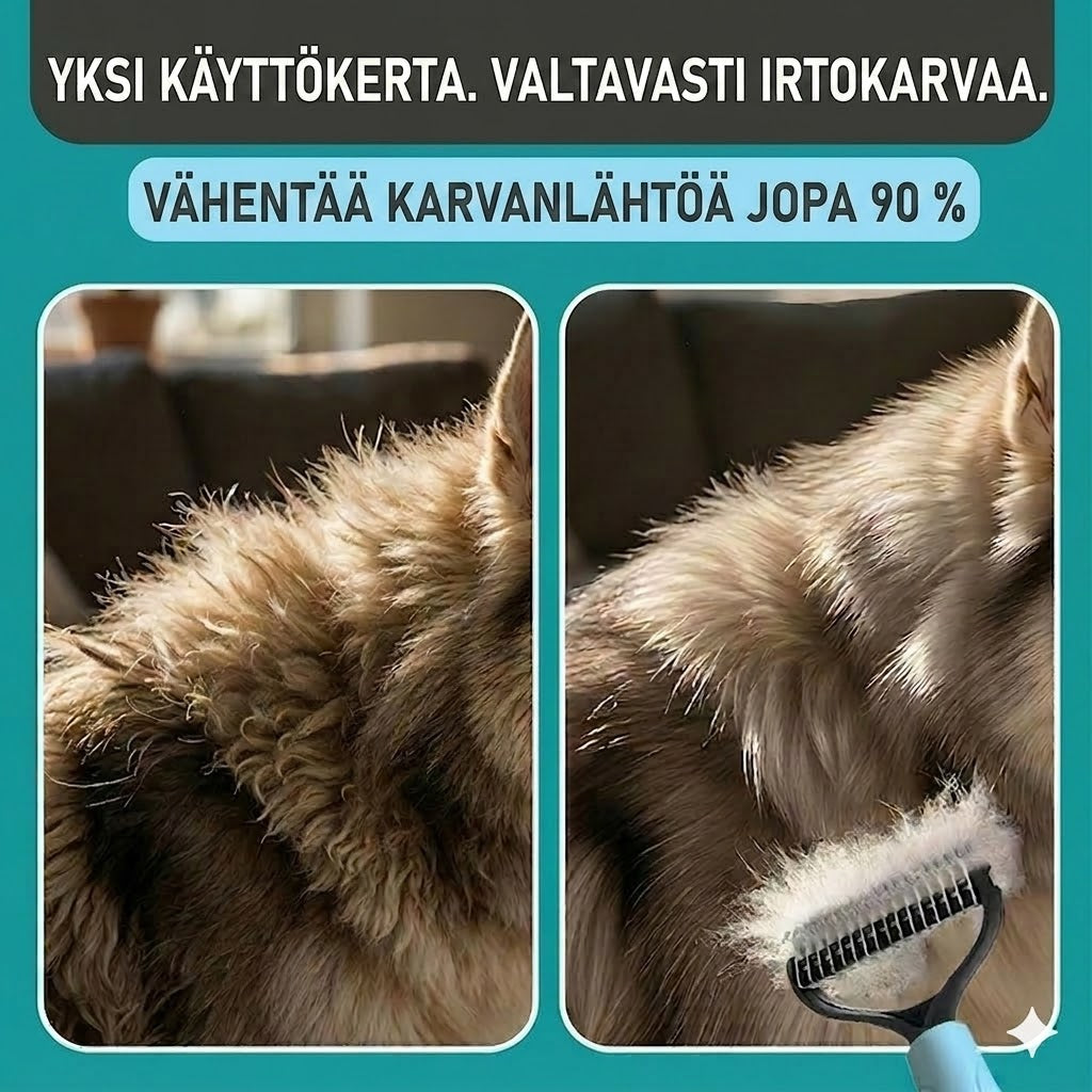 Kaksipuolinen harja koirille & kissoille – poistaa irtokarvat helposti ja vähentää karvanlähtöä