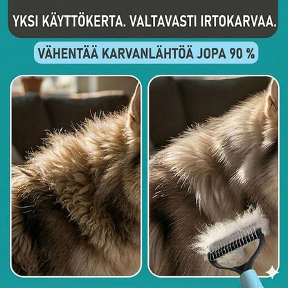 Kaksipuolinen harja koirille & kissoille – poistaa irtokarvat helposti ja vähentää karvanlähtöä