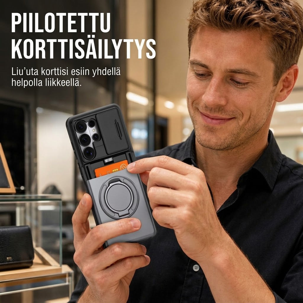 FISHING™ Iskunvaimentava Samsung-suojakuori Korttikotelolla (2-in-1)