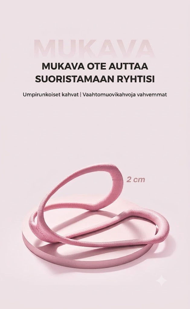 Treenaa koko keho missä vain. Kahdeksikon muotoinen vastuskumi sopii käsivarsille rinnalle selälle ja keskivartalolle. Helppo käyttää kotona ja matkalla.