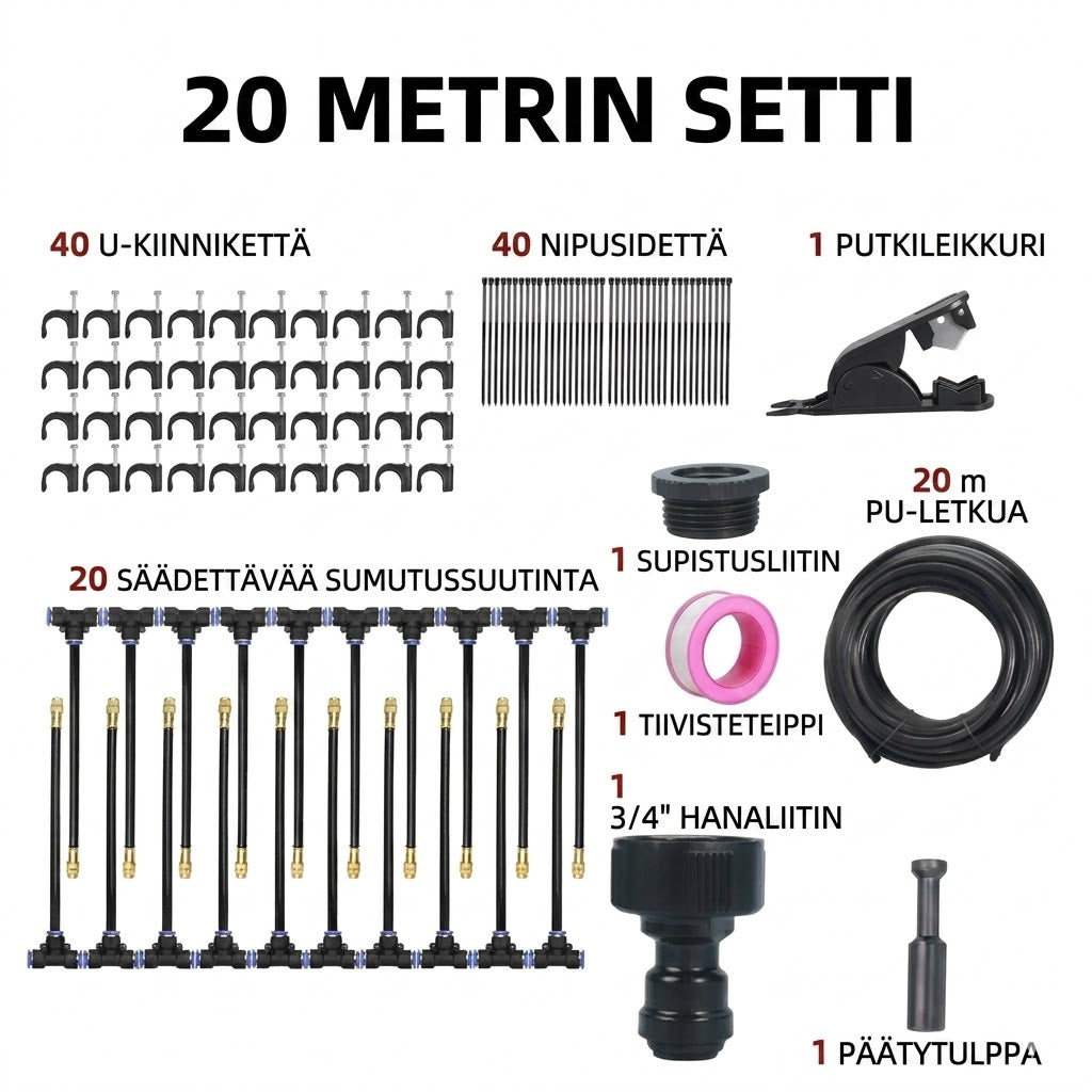 Automaattinen 360° sadetusjärjestelmä puutarhaan