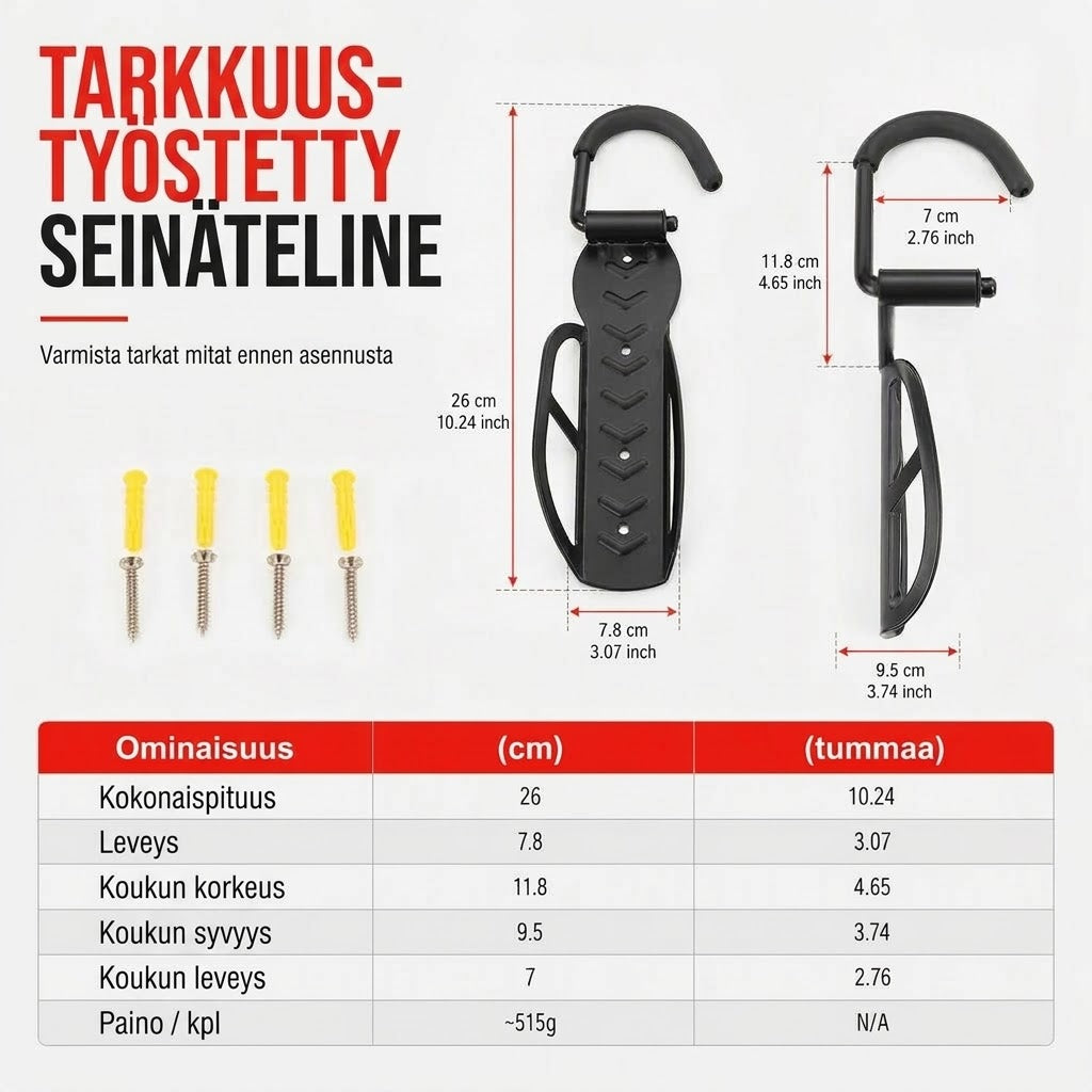 VaraLiving™ Polkupyörän Seinäteline