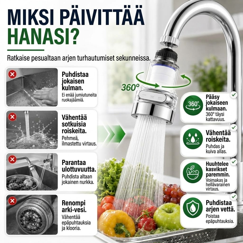 OmniLiving™ Universaali Hanasuodatin Keittiöön & Kylpyhuoneeseen
