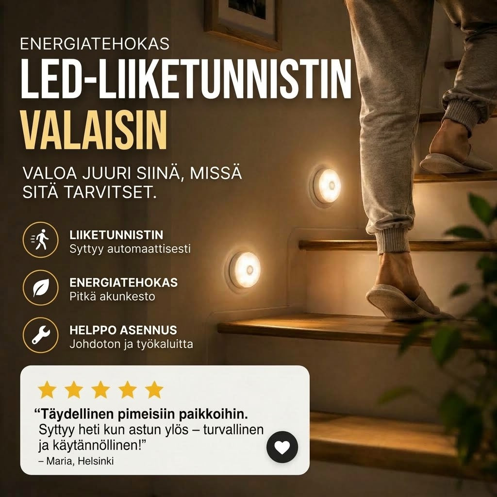 OmniLiving™ Energiaa Säästävä LED-Valo Liiketunnistimella | Ladattava & Magneettinen