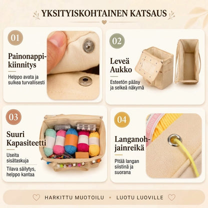 OmniLiving™ Kanvasinen Lankalaukku | Puikkotaskulla & Langanrei’illä