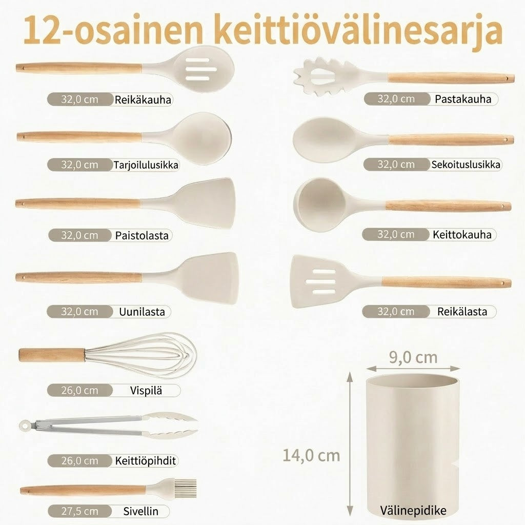 ChefEase™ 12-Osainen Silikoninen Keittiövälinesarja