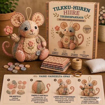 Käsintehty retro hiiri-pehmolelun ompelusetti