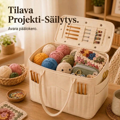 OmniLiving™ Kanvasinen Lankalaukku | Puikkotaskulla & Langanrei’illä
