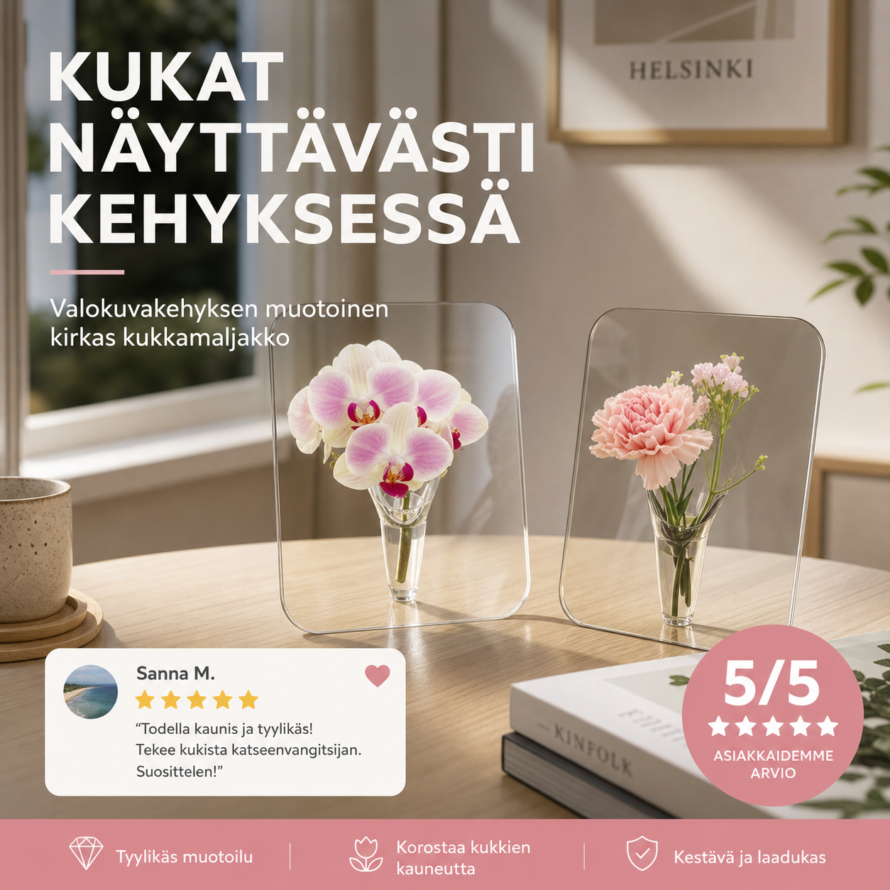 Valokuvakehys Maljakko Akryyli Pohjoismainen Pöytäkoriste