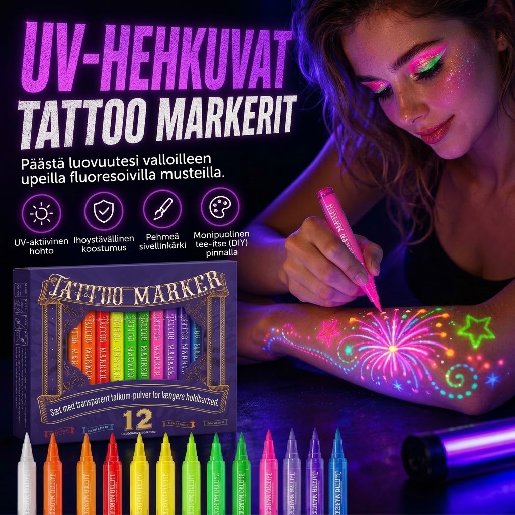 VaraLiving™ UV-Hohtava Tatuointikynä (Juhliin & Festareille)