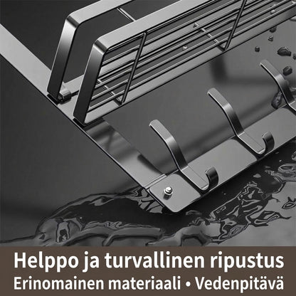 VaraLiving™ Oveen Ripustettava Ovihylly (Poraamaton Säilytyskori- & Koukkujärjestelijä)