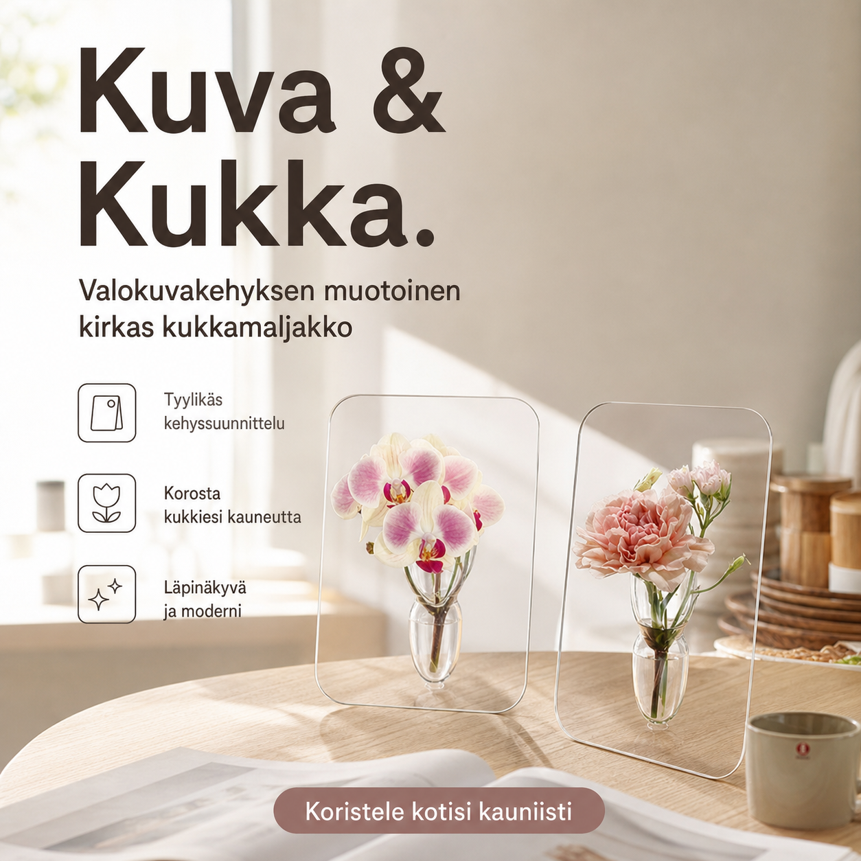 Valokuvakehys Maljakko Akryyli Pohjoismainen Pöytäkoriste