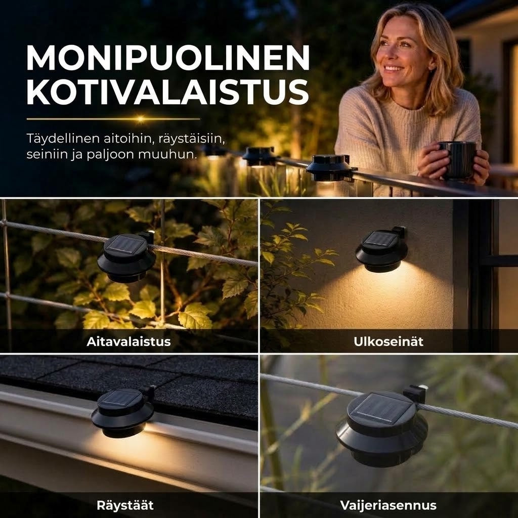 OmniLiving™ Vedenpitävä Aurinkokennovalaisin Seinään & Räystäälle (IP65)