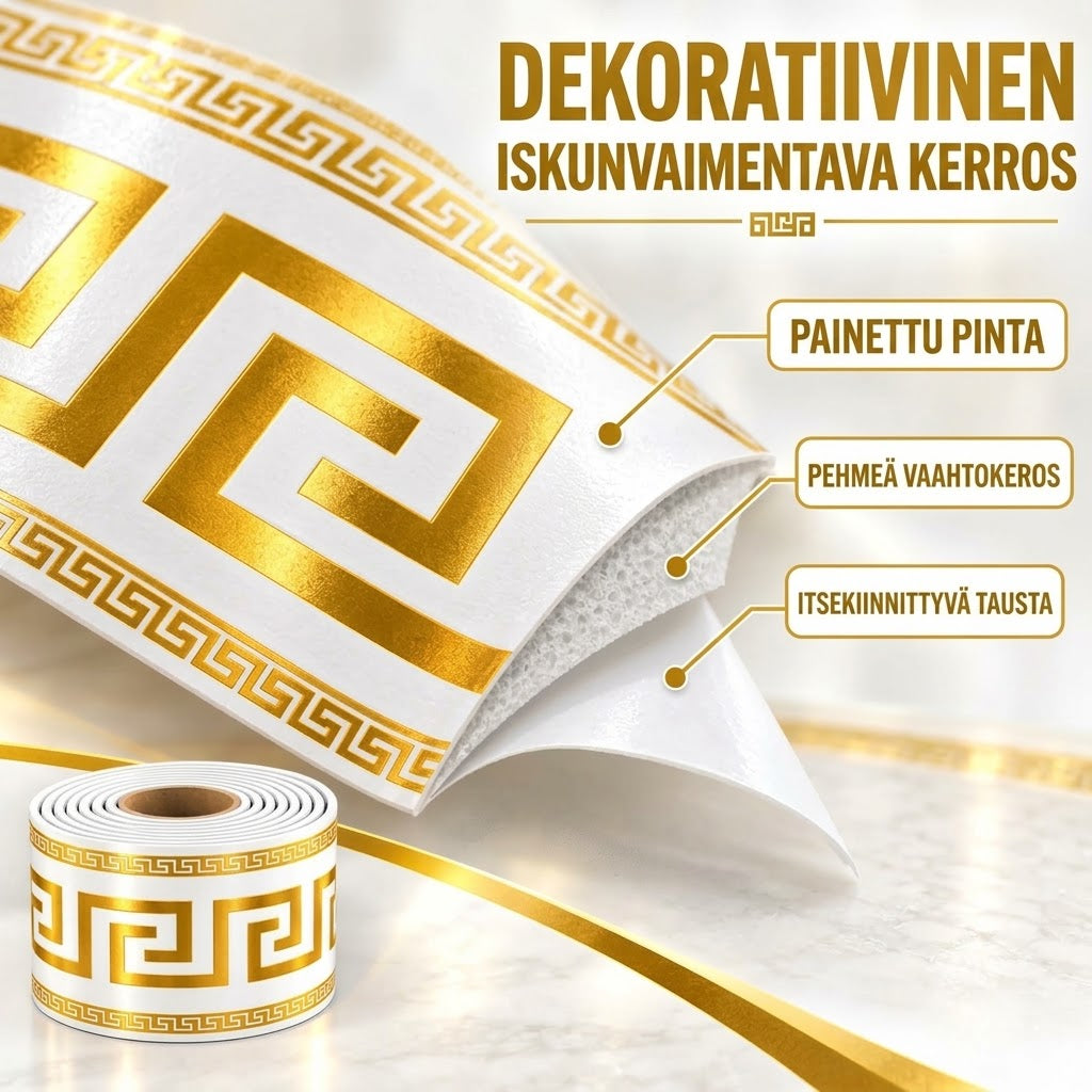 VaraLiving™ Itsekiinnittyvä PVC-Reunalista (Helppo Asennus & Kestävä Seinäkoriste)